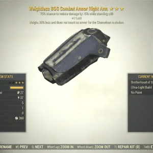 Screenshot of a Fallout 76 item for PC & Steam players, showing the stats.
