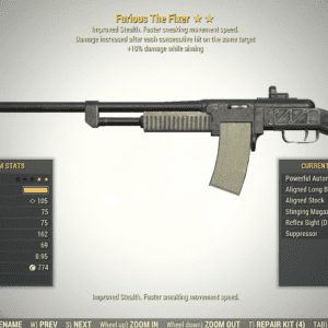 Screenshot of a Fallout 76 item for PC & Steam players, showing the stats.