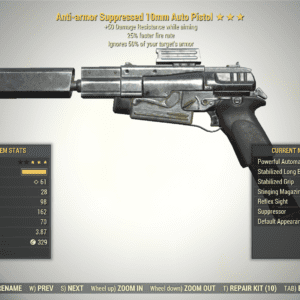 Screenshot of a Fallout 76 item for PC & Steam players, showing the stats.