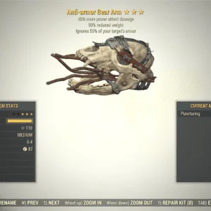 Screenshot of a Fallout 76 item for PC & Steam players, showing the stats.