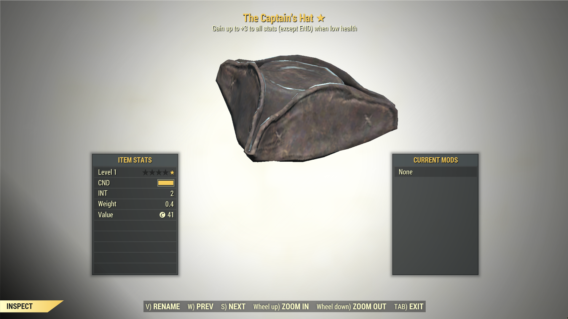 Screenshot of a Fallout 76 item for PC & Steam players, showing the stats.