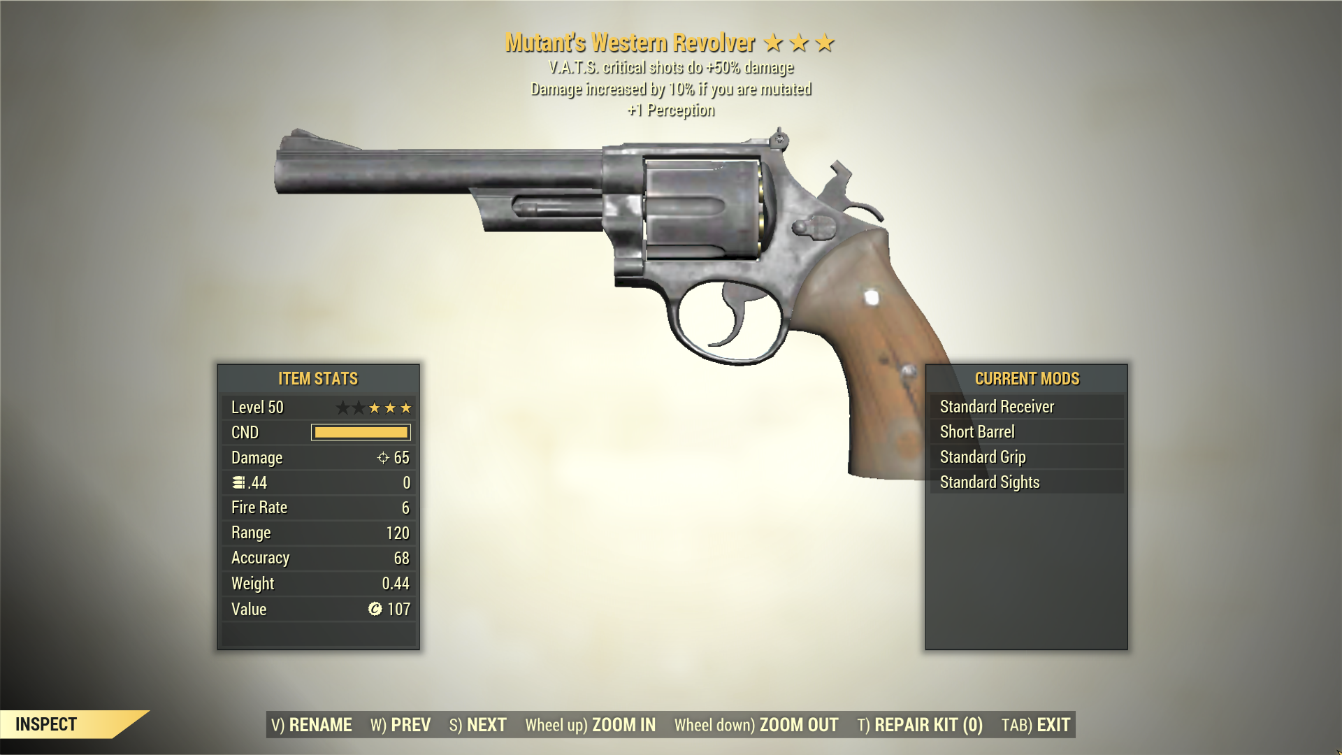 Screenshot of a Fallout 76 item for PC & Steam players, showing the stats.