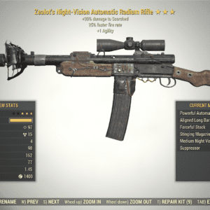 Screenshot of a Fallout 76 item for PC & Steam players, showing the stats.