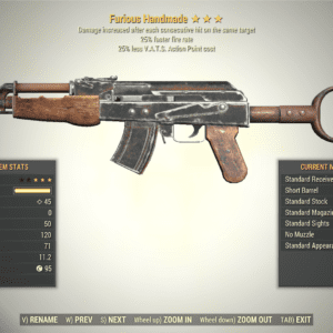 Screenshot of a Fallout 76 item for PC & Steam players, showing the stats.