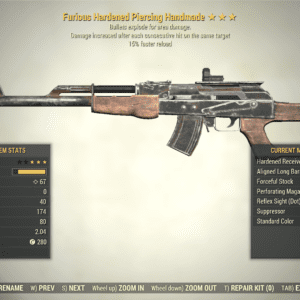 Screenshot of a Fallout 76 item for PC & Steam players, showing the stats.