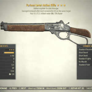 Screenshot of a Fallout 76 item for PC & Steam players, showing the stats.