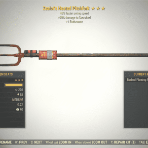 Screenshot of a Fallout 76 item for PC & Steam players, showing the stats.