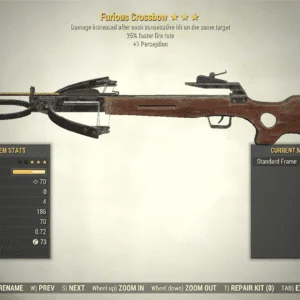 Screenshot of a Fallout 76 item for PC & Steam players, showing the stats.