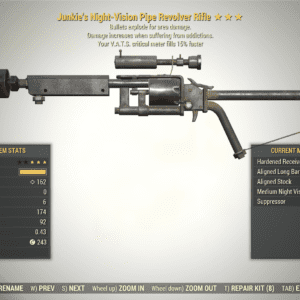 Screenshot of a Fallout 76 item for PC & Steam players, showing the stats.