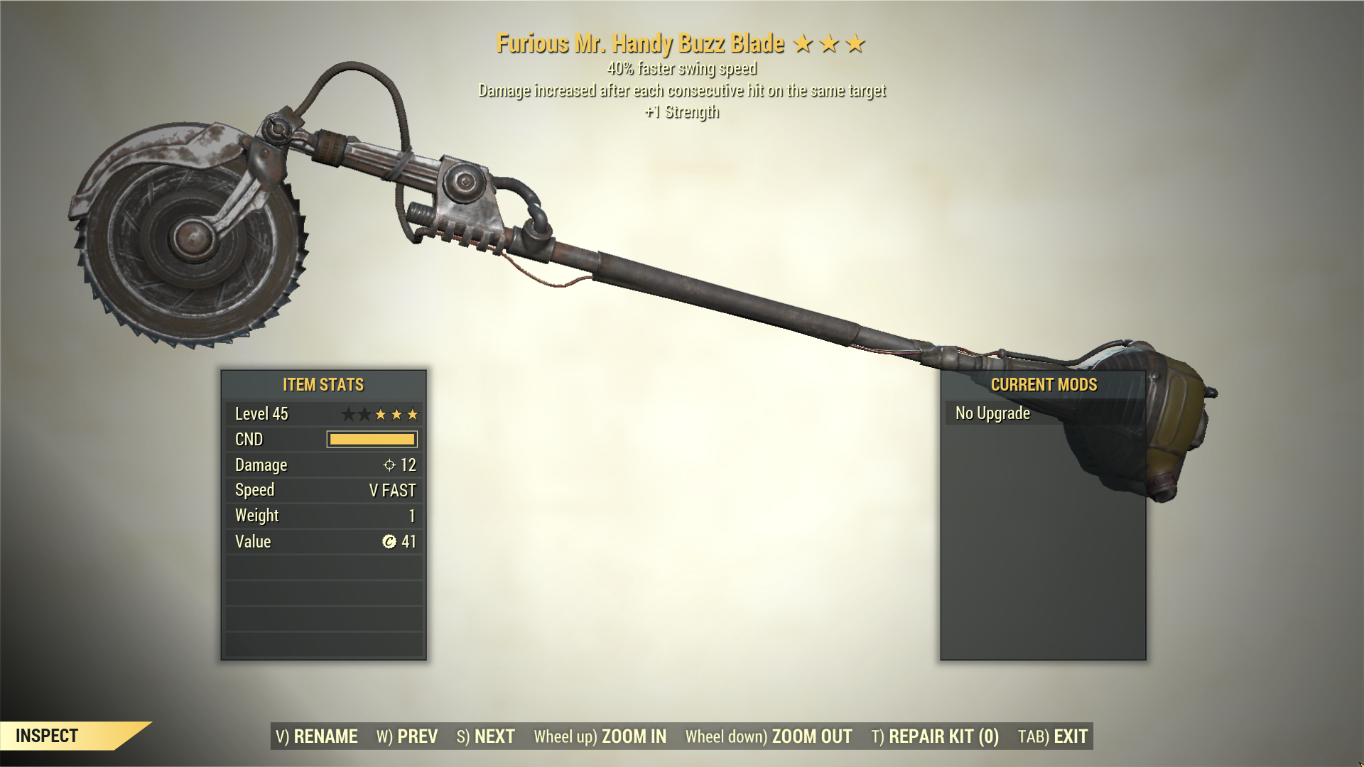 Screenshot of a Fallout 76 item for PC & Steam players, showing the stats.