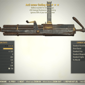 Screenshot of a Fallout 76 item for PC & Steam players, showing the stats.