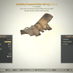 Screenshot of a Fallout 76 item for PC & Steam players, showing the stats.
