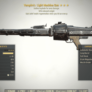 Screenshot of a Fallout 76 item for PC & Steam players, showing the stats.