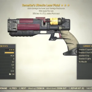 Screenshot of a Fallout 76 item for PC & Steam players, showing the stats.