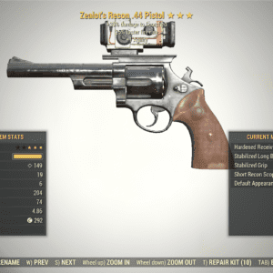 Screenshot of a Fallout 76 item for PC & Steam players, showing the stats.