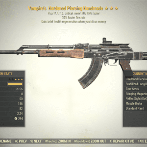 Screenshot of a Fallout 76 item for PC & Steam players, showing the stats.