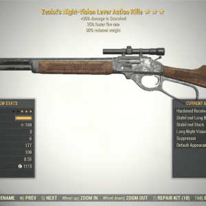 Screenshot of a Fallout 76 item for PC & Steam players, showing the stats.