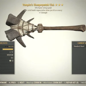 Screenshot of a Fallout 76 item for PC & Steam players, showing the stats.