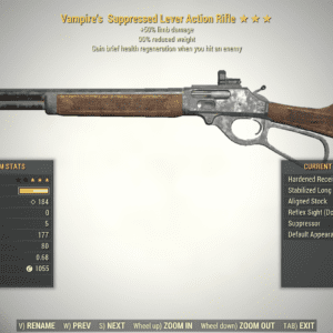 Screenshot of a Fallout 76 item for PC & Steam players, showing the stats.