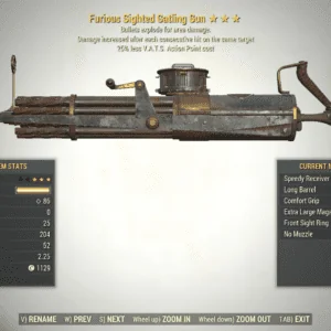 Screenshot of a Fallout 76 item for PC & Steam players, showing the stats.