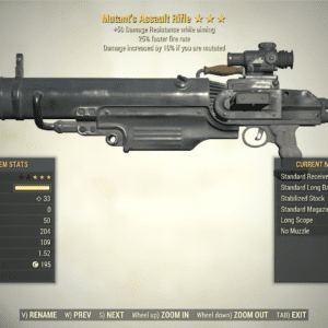 Screenshot of a Fallout 76 item for PC & Steam players, showing the stats.