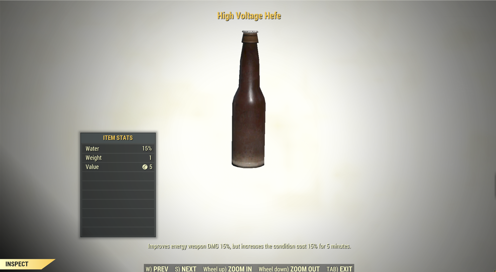 Screenshot of a Fallout 76 item for PC & Steam players, showing the stats.
