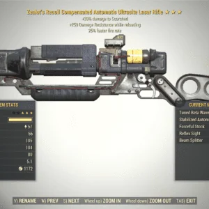 Screenshot of a Fallout 76 item for PC & Steam players, showing the stats.