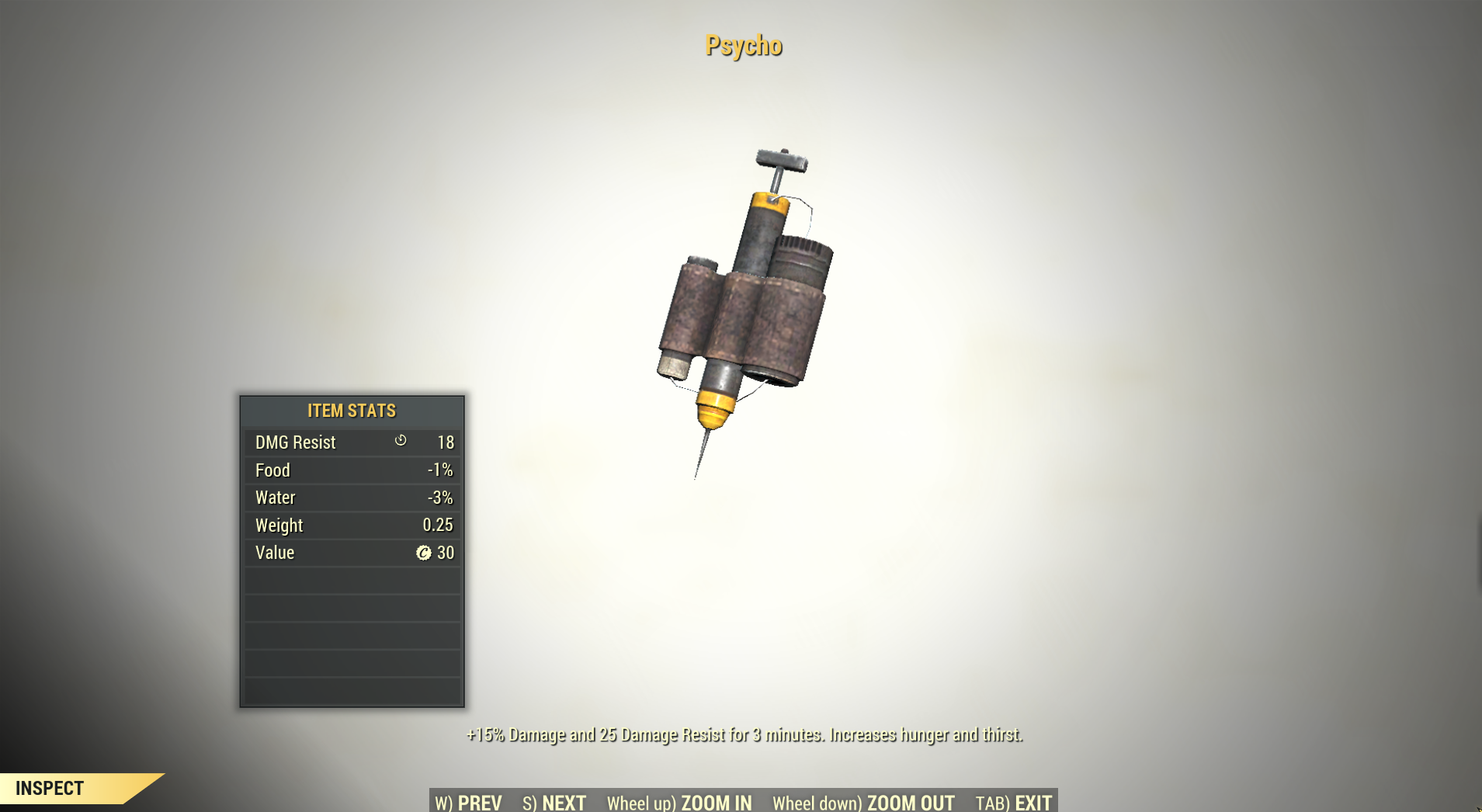 Screenshot of a Fallout 76 item for PC & Steam players, showing the stats.