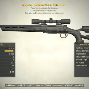 Screenshot of a Fallout 76 item for PC & Steam players, showing the stats.