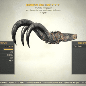 Screenshot of a Fallout 76 item for PC & Steam players, showing the stats.