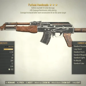 Screenshot of a Fallout 76 item for PC & Steam players, showing the stats.