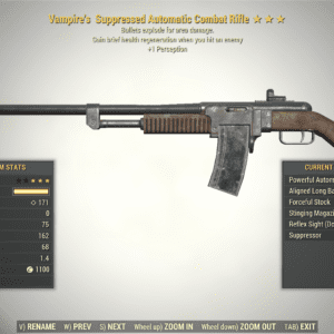 Screenshot of a Fallout 76 item for PC & Steam players, showing the stats.