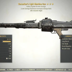 Screenshot of a Fallout 76 item for PC & Steam players, showing the stats.