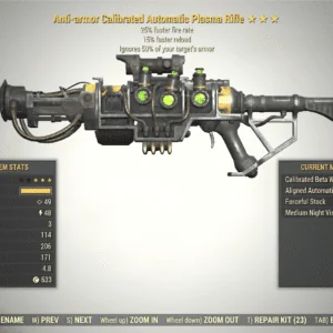 Screenshot of a Fallout 76 item for PC & Steam players, showing the stats.