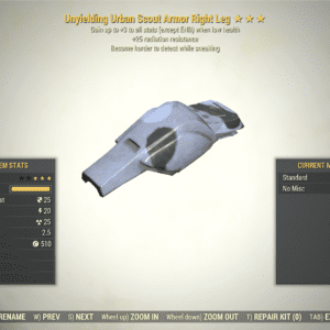 Screenshot of a Fallout 76 item for PC & Steam players, showing the stats.