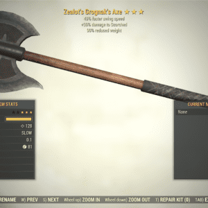 Screenshot of a Fallout 76 item for PC & Steam players, showing the stats.