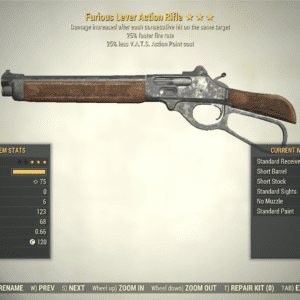 Screenshot of a Fallout 76 item for PC & Steam players, showing the stats.