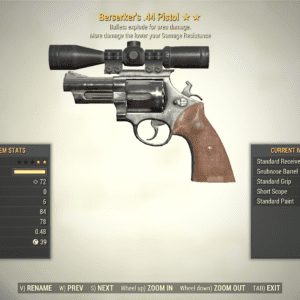 Screenshot of a Fallout 76 item for PC & Steam players, showing the stats.