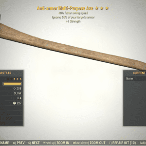 Screenshot of a Fallout 76 item for PC & Steam players, showing the stats.