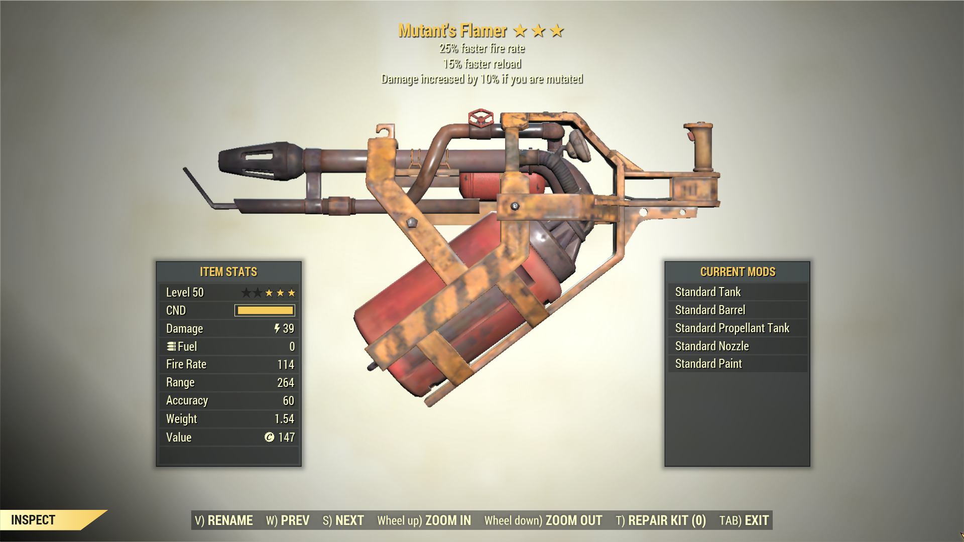 Screenshot of a Fallout 76 item for PC & Steam players, showing the stats.