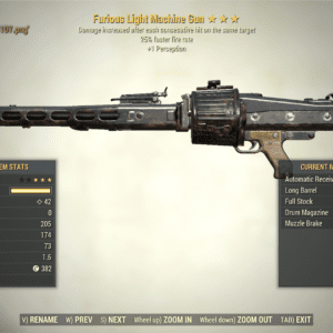 Screenshot of a Fallout 76 item for PC & Steam players, showing the stats.