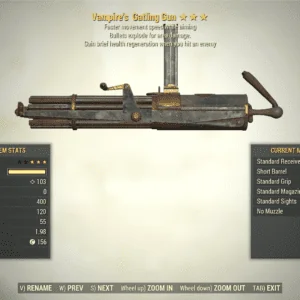 Screenshot of a Fallout 76 item for PC & Steam players, showing the stats.