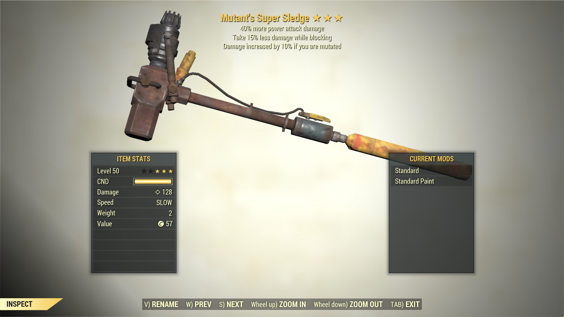 Screenshot of a Fallout 76 item for PC & Steam players, showing the stats.