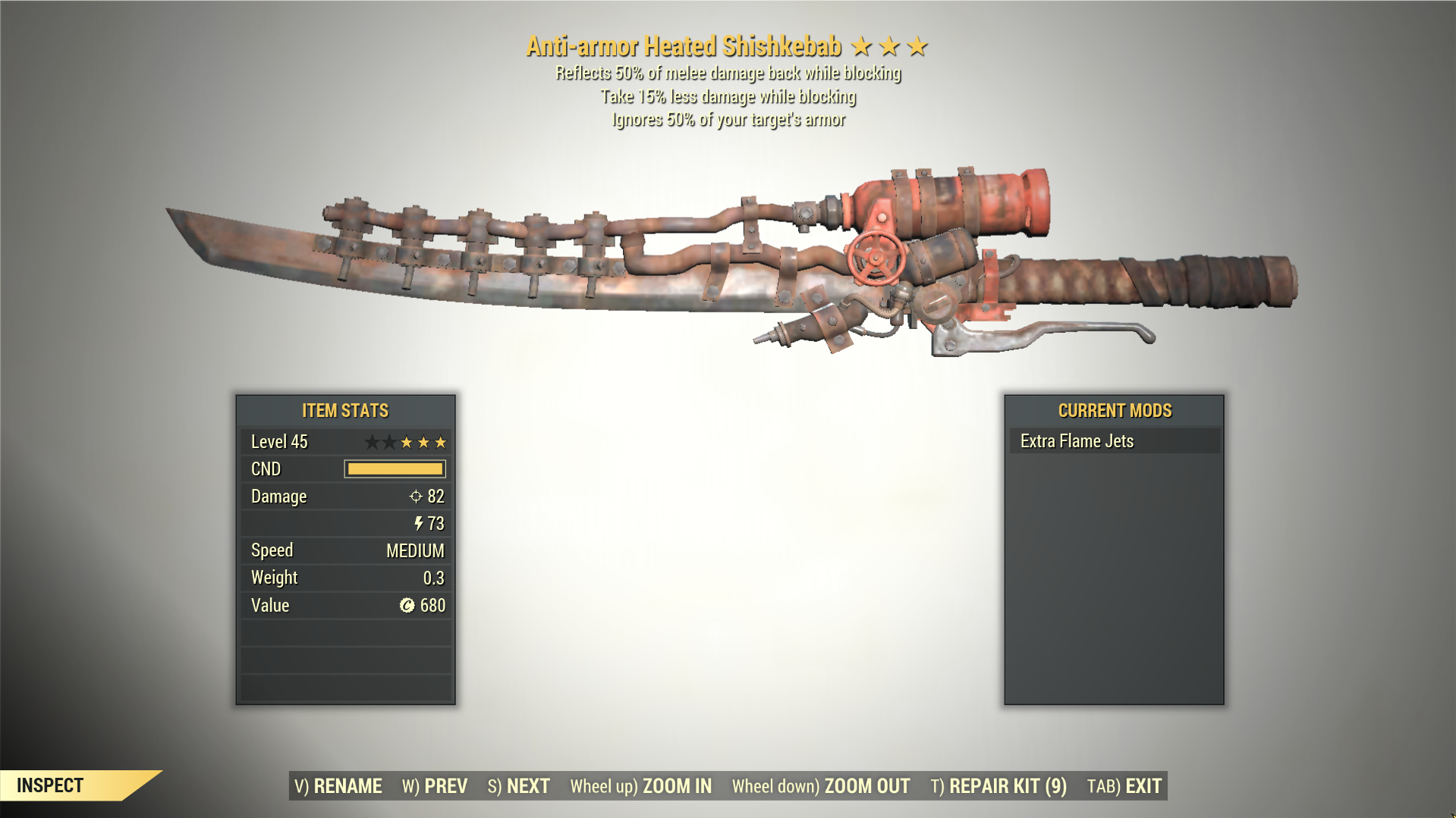 Screenshot of a Fallout 76 item for PC & Steam players, showing the stats.