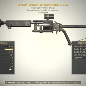 Screenshot of a Fallout 76 item for PC & Steam players, showing the stats.
