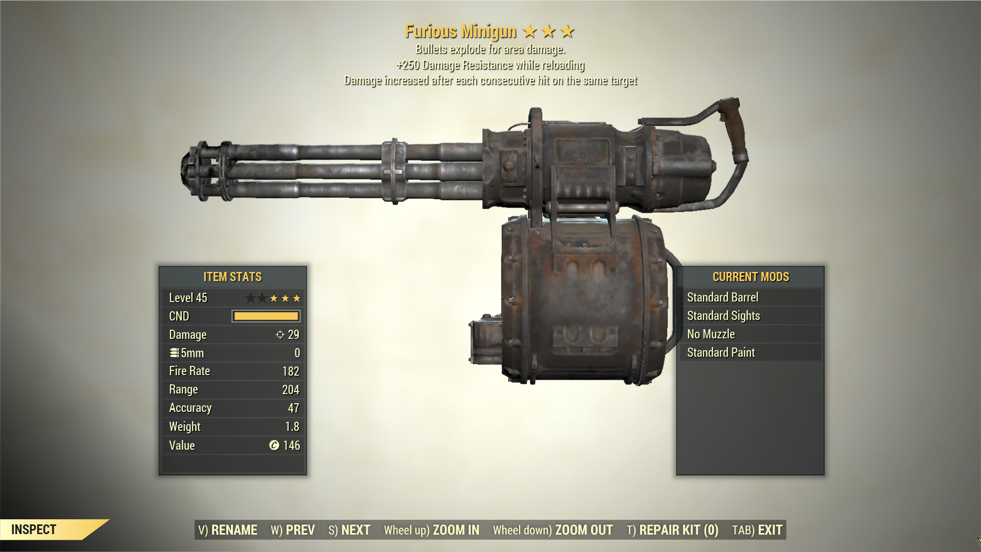 Screenshot of a Fallout 76 item for PC & Steam players, showing the stats.