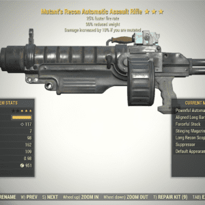 Screenshot of a Fallout 76 item for PC & Steam players, showing the stats.