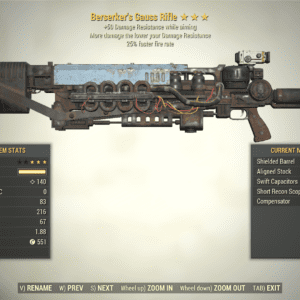Screenshot of a Fallout 76 item for PC & Steam players, showing the stats.