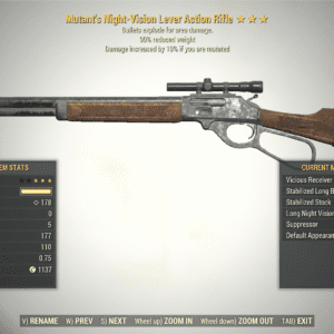 Screenshot of a Fallout 76 item for PC & Steam players, showing the stats.