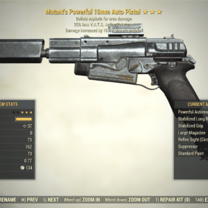 Screenshot of a Fallout 76 item for PC & Steam players, showing the stats.